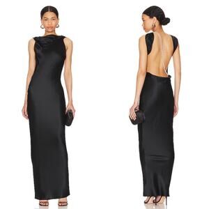 The Bar Pierre Silk Gown Maxi Dress in Black Size 4